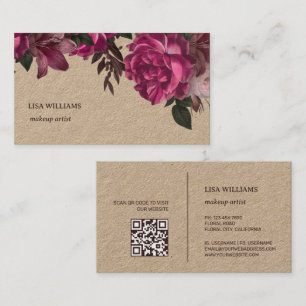 Rosa Peony Blomma Kraftpapper Visitkort