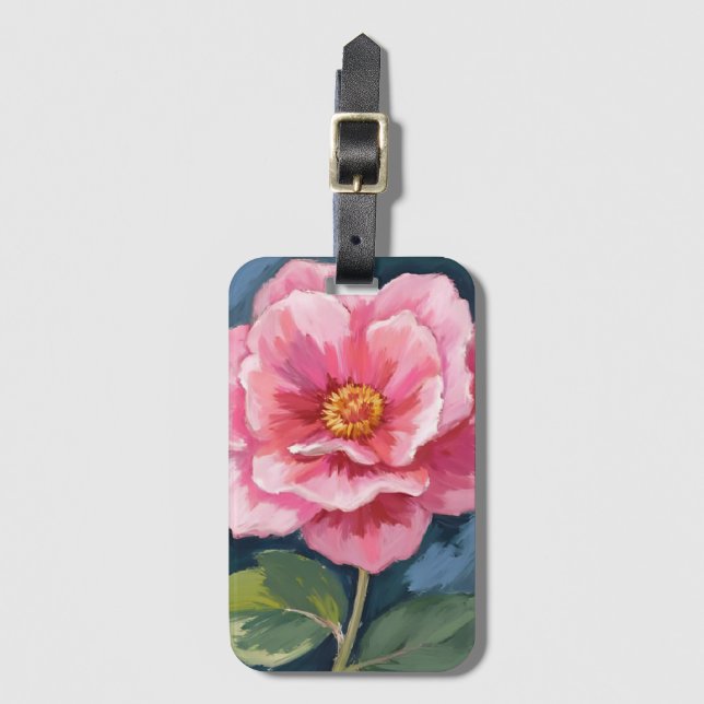 Rosa Peony Blomma Vattenfärg Blommig Bagagebricka (Framsida vertikal)