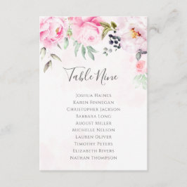 Rosa Peony Blommig Bröllop Placeringsplan Bord Pla