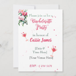 Rosa Peony Blommig Cocktail Möhippa  Inbjudningar