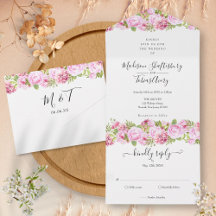 Rosa Peony Blommig Elegant Skript Monogram Bröllop