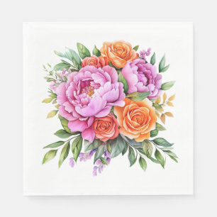 Rosa Peony Blommig Pappersservett