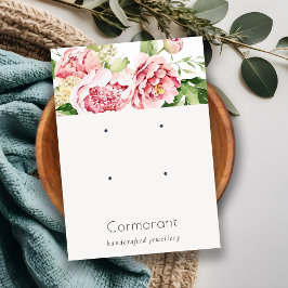 Rosa Peony Blommigt 2 Stud Earring Visning Visitkort