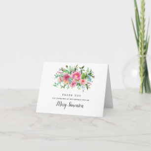 Rosa Peony Blommigt 90:e Birthday Photo Tack Kort