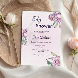 Rosa Peony Blommigt Baby Shower-inbjudan Inbjudningar