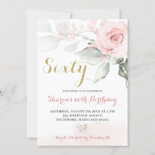 Rosa Peony  Blommigt Birthday Call Inbjudningar