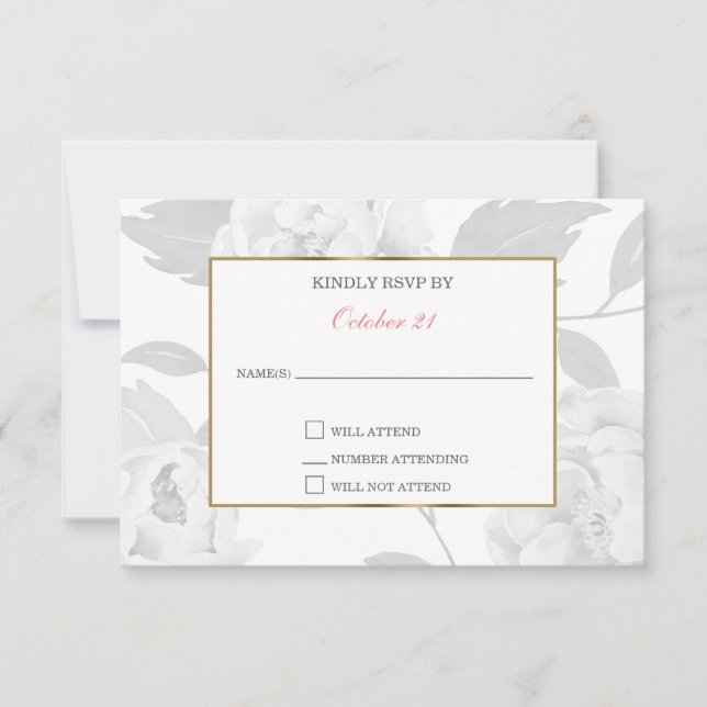 Rosa Peony Blommigt bröllop OSA Card (Framsida)