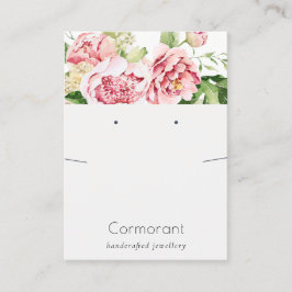 Rosa Peony Blommigt Earring Necklace Visning Visitkort