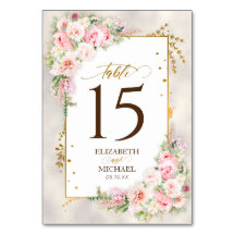 Rosa Peony Blommigt Guld Script & Ram Bröllop