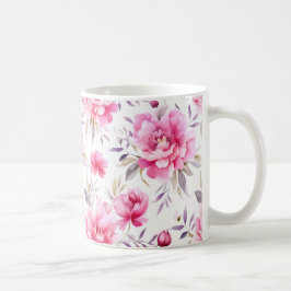 Rosa Peony Blommigt Kaffemugg