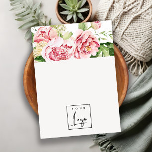Rosa Peony Blommigt Logotyp Blank Jewelry Visning Visitkort