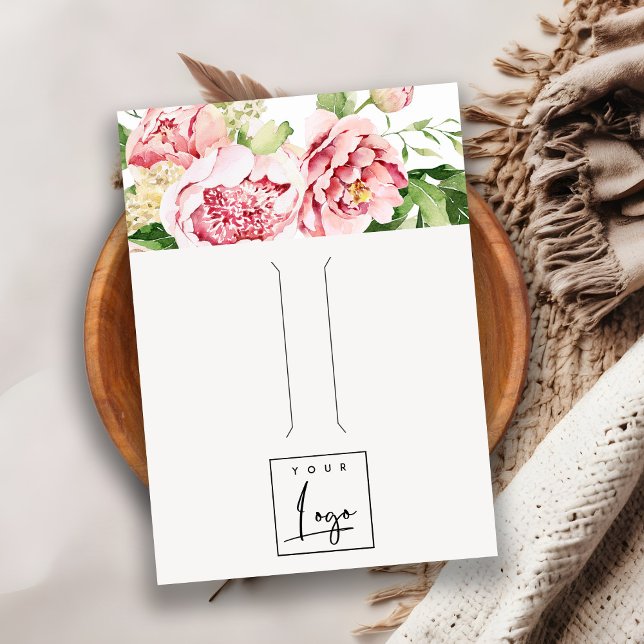 Rosa  Peony Blommigt Logotyp Hairclip Visning Visitkort (Skapare uppladdad)