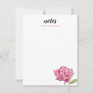 Rosa Peony Blommigt Modern Anteckningskort