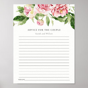 Rosa Peony Blommigt Möhippa Advice för par Poster