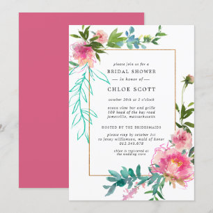 Rosa Peony Blommigt Möhippa Inbjudningar