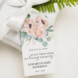 Rosa Peony Blommigt Seed Packet Memorial Funeral Presentetikett