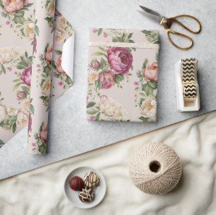 Rosa Peony Blommigt WAN Möhippa Presentpapper