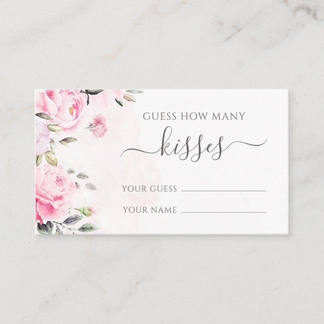 Rosa Peony-Blommigten anger hur många Kisses-spelk Tilläggskort (Framsida)