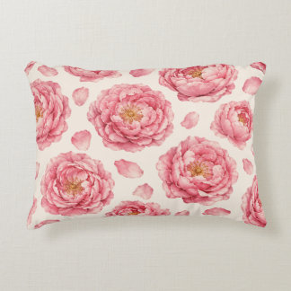 Rosa Peony Blommönster Prydnadskudde