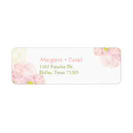 Rosa Peony Blooms Bröllop Returadress Etikett