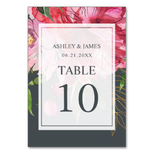 Rosa Peony Boho Chic Blommigt Botanical Bröllop Bordsnummer