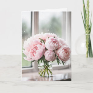 Rosa Peony Bouquet för att du funderade på dig Kort