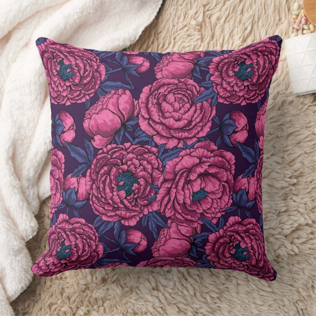 Rosa peony bouquet kudde (Filt)