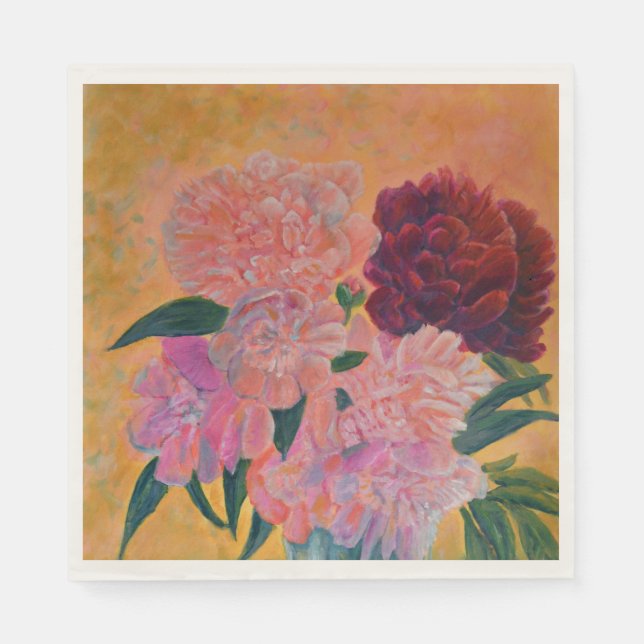 Rosa Peony bouquet Napkins Pappersservett (Framsidan)