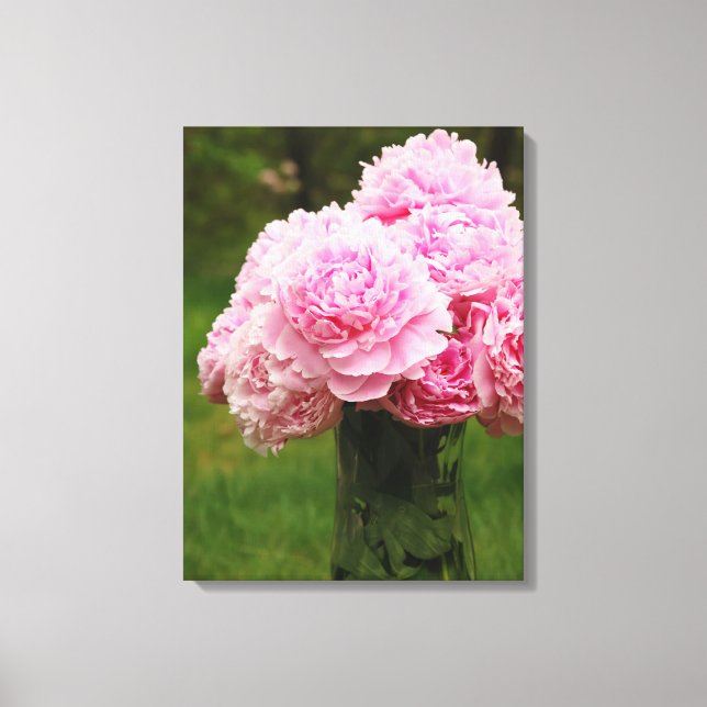 Rosa Peony Bouquet Wrapped Canvas (Framsida)