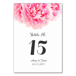 Rosa peony bröllop bord-korts peony3 bordsnummer