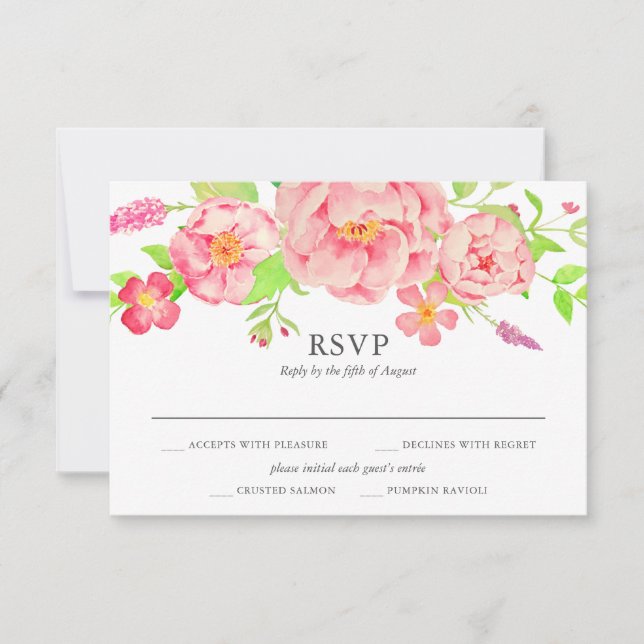Rosa Peony Bröllop OSA Kort (Framsida)