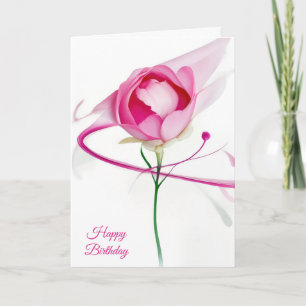 Rosa Peony Bud-Abstrakten på födelsedagen Kort