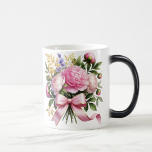 Rosa Peony Bukett Mugg, Elegant Blommig Kaffekopp