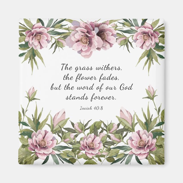 Rosa Peony Christian Bible verse Inspirational Magnet (Framsidan)