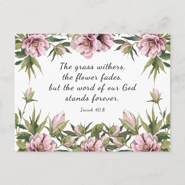 Rosa Peony, Christian Inspirational Bible verse Vykort (Framsida)