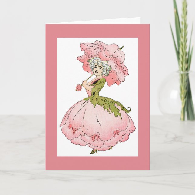 Rosa Peony Dam Greeting Card Kort (Framsida)