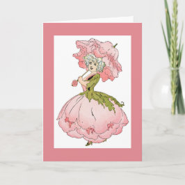 Rosa Peony Dam Greeting Card Kort