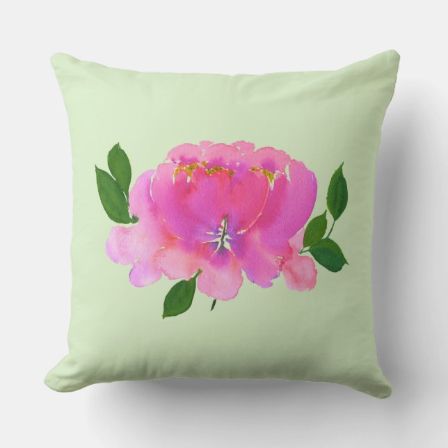 Rosa Peony Dekorativ kudde (Framsida)