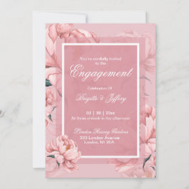 Rosa peony-engagemang inbjudningar