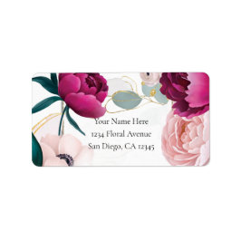 Rosa Peony Eucalyptus Trädgård Blommig Glam Bröllo Adressetikett
