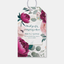 Rosa Peony Eucalyptus Trädgård Blommig Glam Bröllo Presentetikett