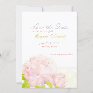 Rosa Peony Faux Snöre Bröllop spara datum Datumet