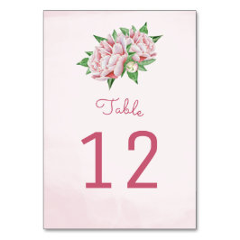 Rosa Peony Flower Bordsnummer Cards