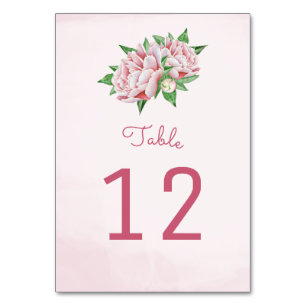 Rosa Peony Flower Bordsnummer Cards