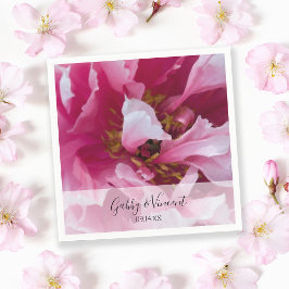 Rosa Peony Flower Bröllop Pappersservett