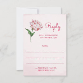 Rosa Peony Flower Bröllop-svarskort OSA Kort