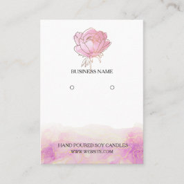 Rosa Peony Flower earringares visning Visitkort