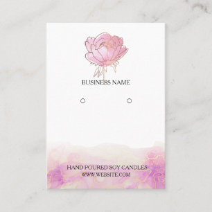 Rosa Peony Flower earringares visning Visitkort