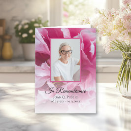 Rosa Peony Flower Funeral Memorial Folderad Program