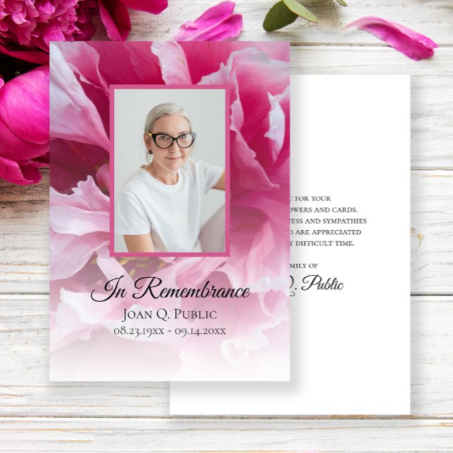 Rosa Peony Flower Funeral Memorial Sympathy Tack Kort (Skapare uppladdad)